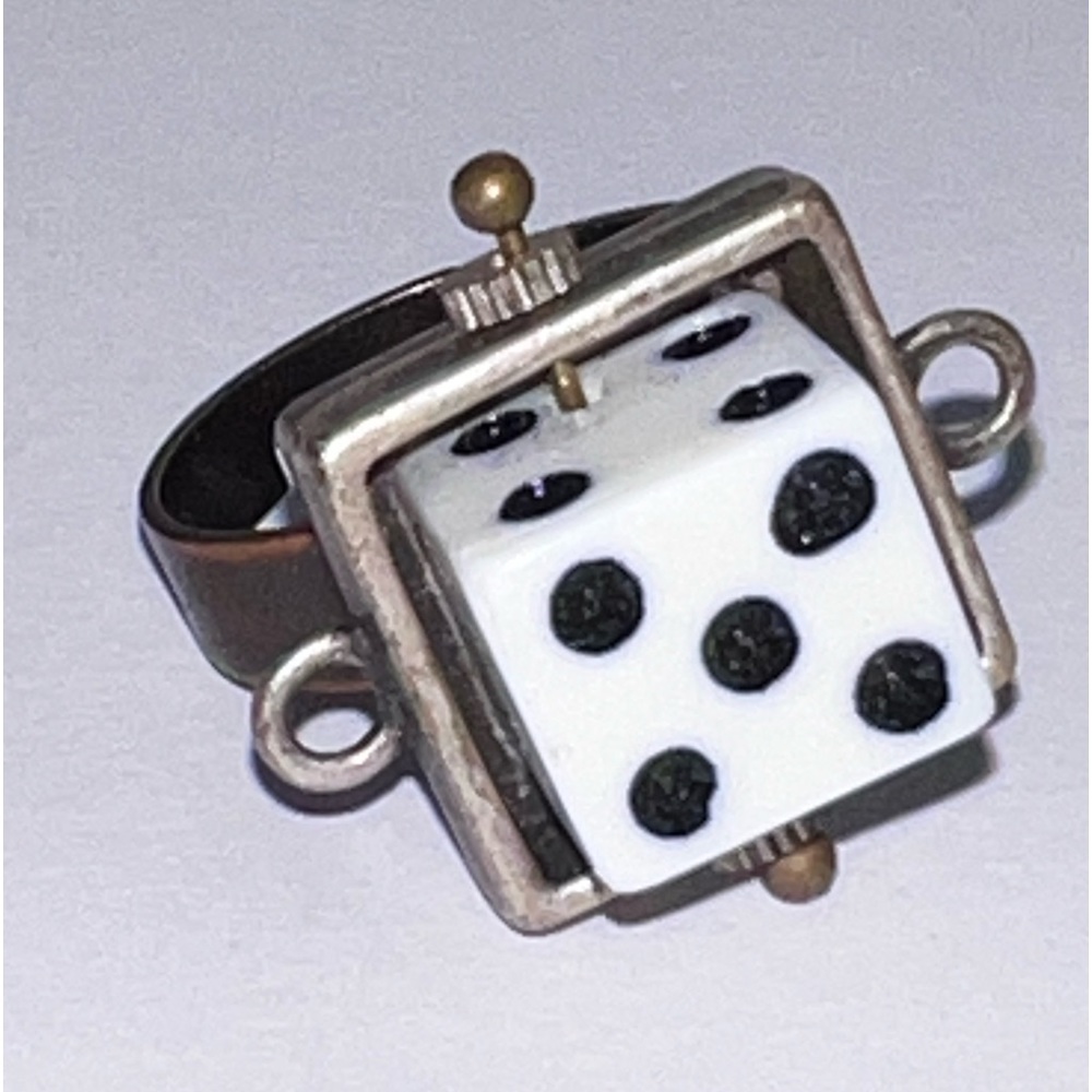 7 DICE RING Pop Art steampunk funky novelty boardgame gamer fashion adjusting